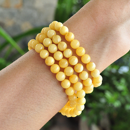 Vòng 108 Hạt Hổ Phách Nga Vàng Bơ Niên Đại Cao