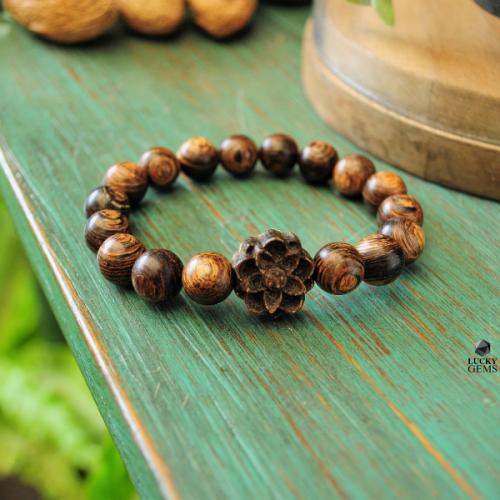 Vòng Trầm Hương phối hoa sen 10 ly