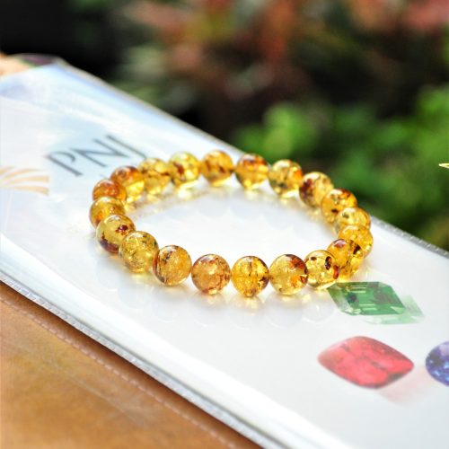 Vòng Hổ phách vàng hoa 10 ly