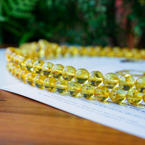 Vòng hổ phách vàng chanh Balan 108 hạt 10 ly tại Phong thủy An Phú