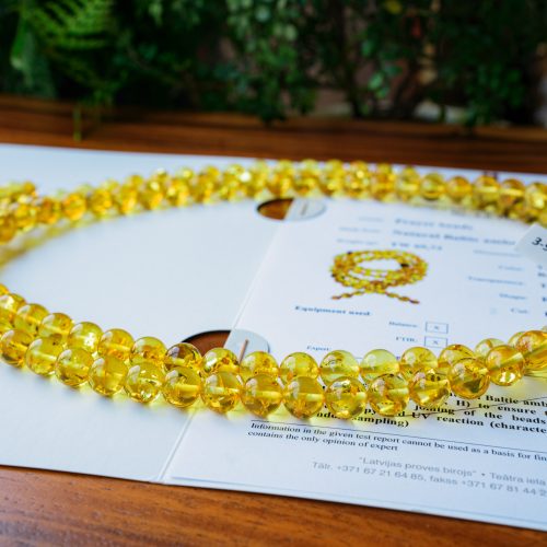 Vòng hổ phách vàng chanh Balan 108 hạt 10 ly tại Phong thủy An Phú