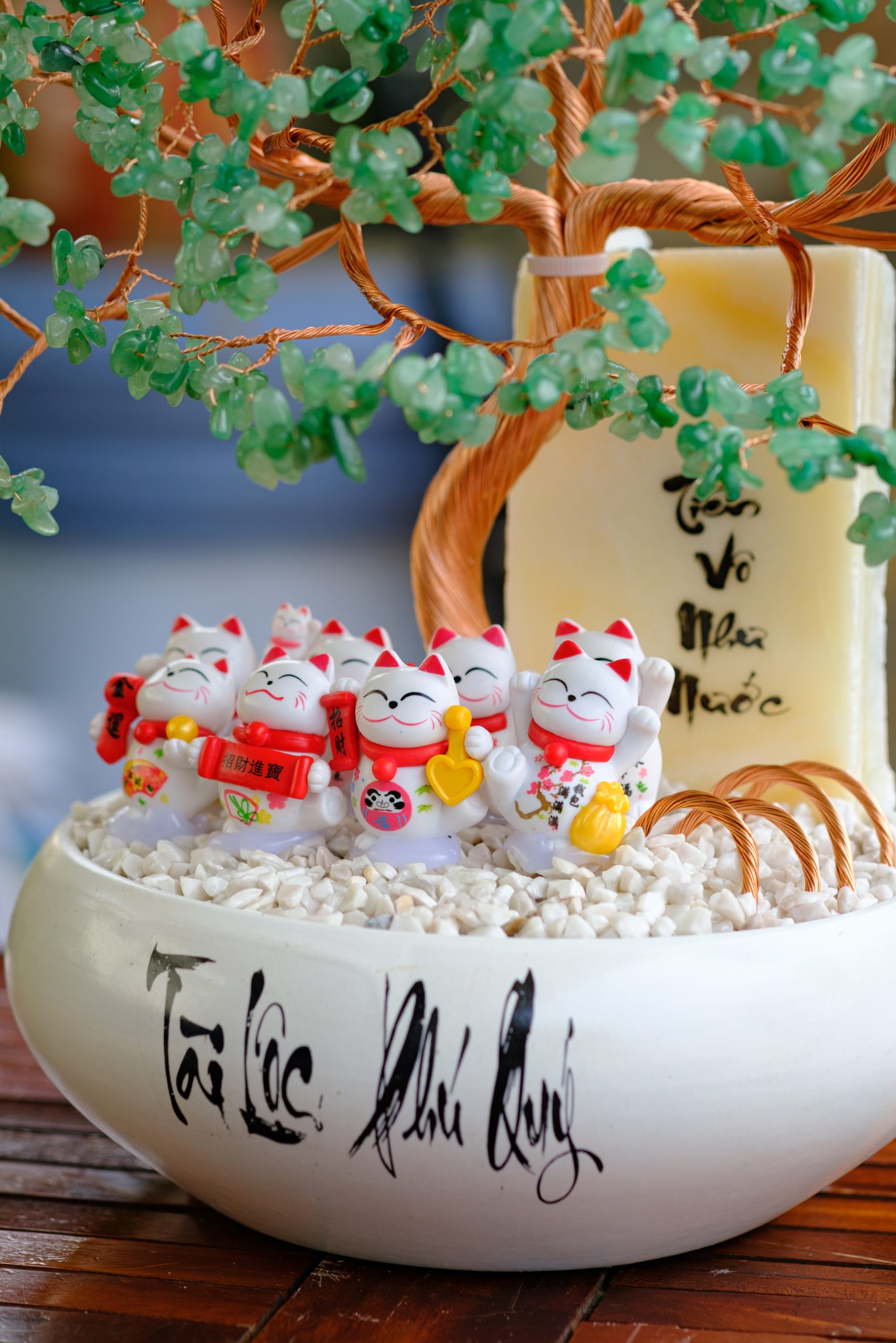 Cây Đá Phong Thủy Mèo Thần Tài Thạch Anh Xanh Cỡ Đại Cây Đá Phong Thủy Mèo Thần Tài Thạch Anh Xanh Cỡ Đại