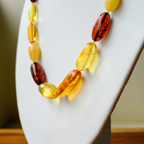 Vòng Hổ Phách Đa Sắc Hạt Olive