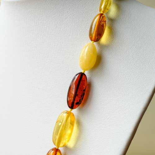 Vòng Hổ Phách Đa Sắc Hạt Olive